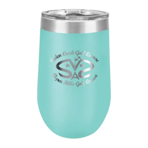16 OZ. AQUA POLAR CAMEL STEMLESS STAINLESS TUMBLER WITH LID